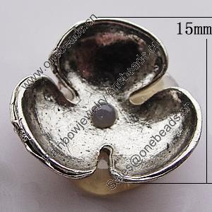 Beads, Zinc Alloy Jewelry Findings, Flower 15mm, Sold by Bag