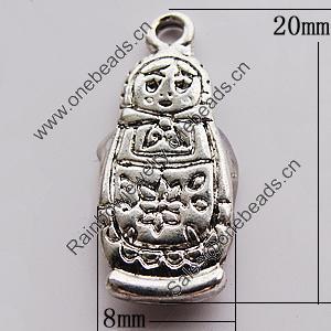 Pendant, Zinc Alloy Jewelry Findings, 8x20mm, Sold by Bag