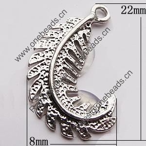 Pendant, Zinc Alloy Jewelry Findings, Leaf 8x22mm, Sold by Bag