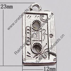 Pendant, Zinc Alloy Jewelry Findings, Rectangle 12x23mm, Sold by Bag