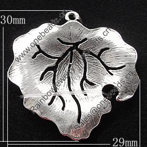 Pendant, Zinc Alloy Jewelry Findings, Leaf 29x30mm, Sold by Bag