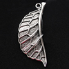 Pendant, Zinc Alloy Jewelry Findings, Leaf 14x43mm, Sold by Bag