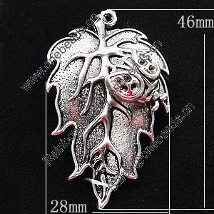 Pendant, Zinc Alloy Jewelry Findings, Leaf 28x46mm, Sold by Bag