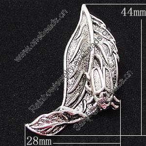 Pendant, Zinc Alloy Jewelry Findings, Leaf 28x44mm, Sold by Bag