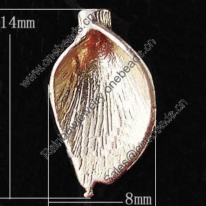 Pendant, Zinc Alloy Jewelry Findings, Leaf 8x14mm, Sold by Bag