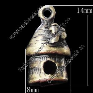 Pendant, Zinc Alloy Jewelry Findings, 8x14mm, Sold by Bag