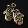 Pendant, Zinc Alloy Jewelry Findings, Glove 17x19mm, Sold by Bag