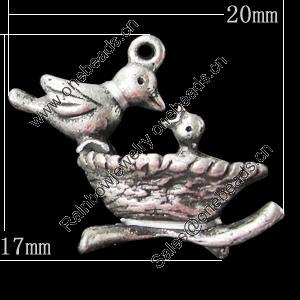 Pendant, Zinc Alloy Jewelry Findings, 20x17mm, Sold by Bag