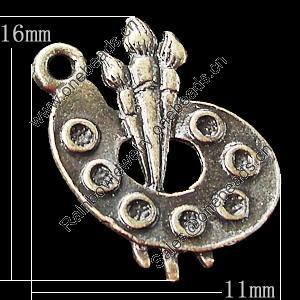 Pendant, Zinc Alloy Jewelry Findings, 11x16mm, Sold by Bag