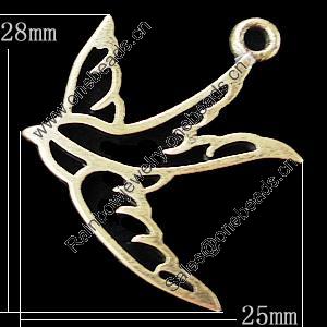 Pendant, Zinc Alloy Jewelry Findings, Bird 25x28mm, Sold by Bag