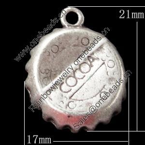 Pendant, Zinc Alloy Jewelry Findings, 17x21mm, Sold by Bag