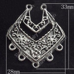 Connectors, Zinc Alloy Jewelry Findings, 28x33mm, Sold by Bag