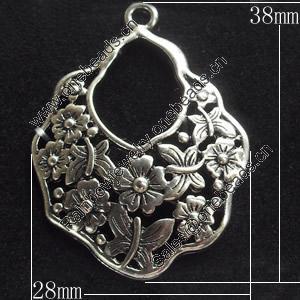 Pendant, Zinc Alloy Jewelry Findings, 28x38mm, Sold by Bag