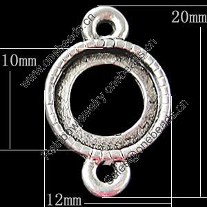 Zinc Alloy Connector Settings, Outside diameter:12x20mm, Interior diameter:10mm, Sold by Bag