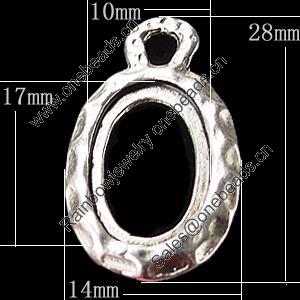 Zinc Alloy Pendant Settings, Outside diameter:14x28mm, Interior diameter:10x17mm, Sold by Bag