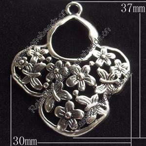 Pendant, Zinc Alloy Jewelry Findings, 30x37mm, Sold by Bag