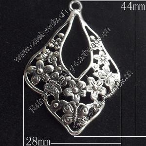 Pendant, Zinc Alloy Jewelry Findings, 28x44mm, Sold by Bag