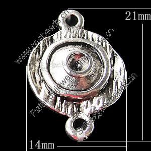 Connectors, Zinc Alloy Jewelry Findings, Flat Round 14x21mm, Sold by Bag