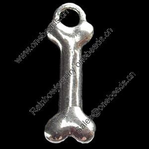 Pendant, Zinc Alloy Jewelry Findings, Bone, 7x17mm, Sold by Bag