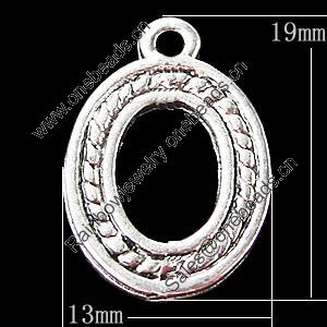 Pendant, Zinc Alloy Jewelry Findings, Flat Oval 13x19mm, Sold by Bag