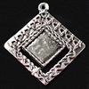 Zinc Alloy Pendant Settings, Outside diameter:33x36mm, Interior diameter:15mm, Sold by Bag