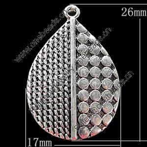 Pendant, Zinc Alloy Jewelry Findings, Teardrop 17x26mm, Sold by Bag