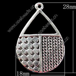 Pendant, Zinc Alloy Jewelry Findings, Teardrop 18x28mm, Sold by Bag