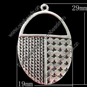 Pendant, Zinc Alloy Jewelry Findings, Flat Oval 19x29mm, Sold by Bag