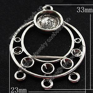 Zinc Alloy Connector Settings, Outside diameter:23x33mm, Interior diameter:8mm, Sold by Bag