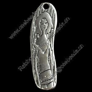 Pendant, Zinc Alloy Jewelry Findings, 9x30mm, Sold by Bag