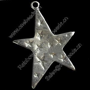 Pendant, Zinc Alloy Jewelry Findings, Star, 22x32mm, Sold by Bag