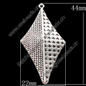 Pendant, Zinc Alloy Jewelry Findings, Diamond 22x44mm, Sold by Bag