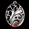 Pendant, Zinc Alloy Jewelry Findings, Flat Oval 24x37mm, Sold by Bag