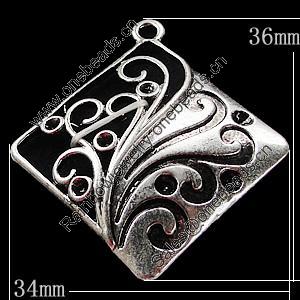 Pendant, Zinc Alloy Jewelry Findings, Diamond 34x36mm, Sold by Bag