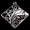 Pendant, Zinc Alloy Jewelry Findings, Diamond 34x36mm, Sold by Bag