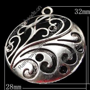 Pendant, Zinc Alloy Jewelry Findings, Flat Round 28x32mm, Sold by Bag