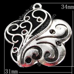 Pendant, Zinc Alloy Jewelry Findings, Flower 31x34mm, Sold by Bag