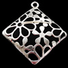 Pendant, Zinc Alloy Jewelry Findings, Diamond 34x38mm, Sold by Bag