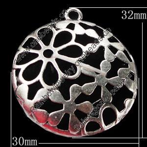 Pendant, Zinc Alloy Jewelry Findings, Flat Round 30x32mm, Sold by Bag