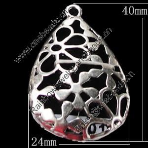 Pendant, Zinc Alloy Jewelry Findings, Teardrop 24x40mm, Sold by Bag