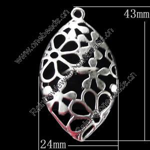 Pendant, Zinc Alloy Jewelry Findings, Flat Horse Eye 24x43mm, Sold by Bag