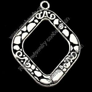 Pendant, Zinc Alloy Jewelry Findings, Diamond, 25x33mm, Sold by Bag