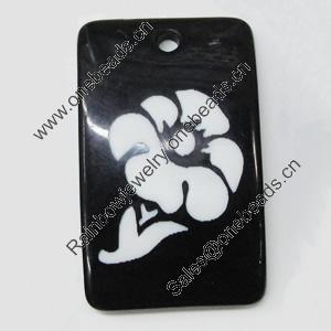 Resin Pendants, Rectangle 28x45mm Hole:3mm, Sold by Bag