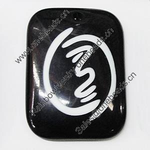 Resin Pendants, Rectangle 33x45mm Hole:3mm, Sold by Bag