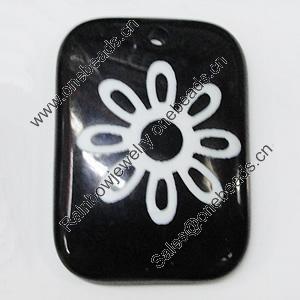 Resin Pendants, Rectangle 33x45mm Hole:3mm, Sold by Bag