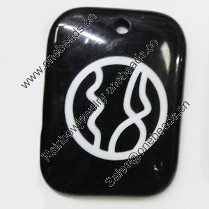 Resin Pendants, Rectangle 33x45mm Hole:3mm, Sold by Bag