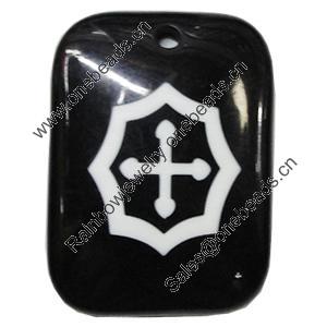 Resin Pendants, Rectangle 33x45mm Hole:3mm, Sold by Bag