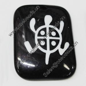 Resin Pendants, Rectangle 33x45mm Hole:3mm, Sold by Bag