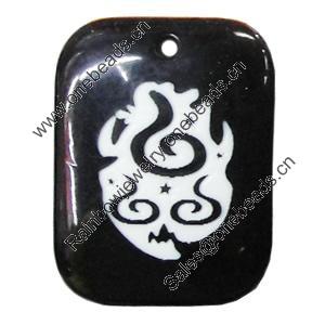 Resin Pendants, Rectangle 28x37mm Hole:2.5mm, Sold by Bag