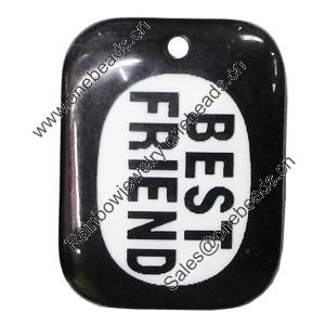 Resin Pendants, Rectangle 28x37mm Hole:2.5mm, Sold by Bag